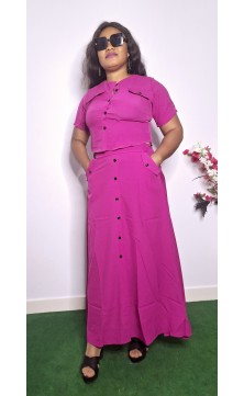 purple set of skirt and shirt