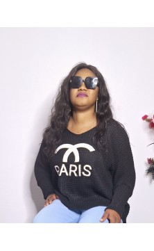 pull noir, taille unique