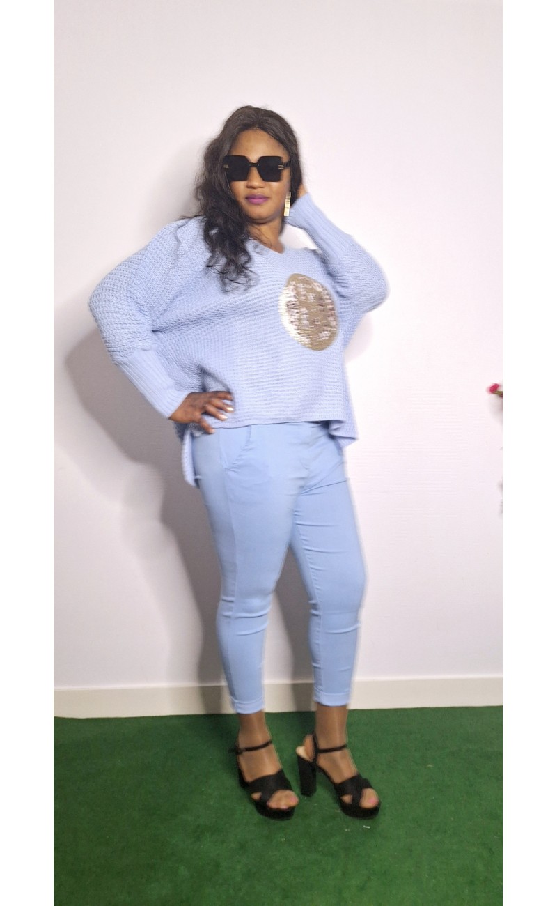 pull bleu, taille unique