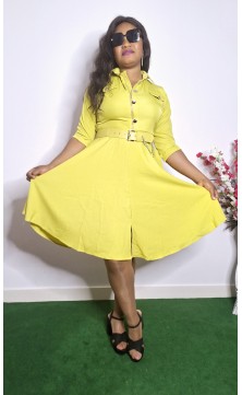 yellow dress with belt