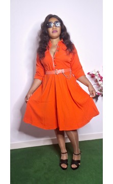 orange dress with belt