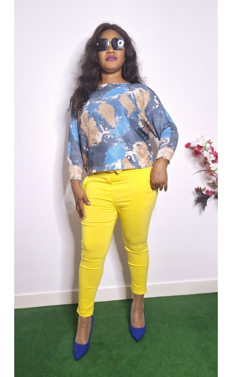 blue/gold/yellow set trousers/shirt, one size