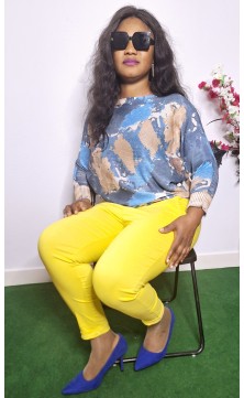 blue/gold/yellow set trousers/shirt, one size