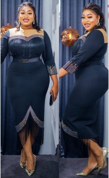 black evening dress with belt
