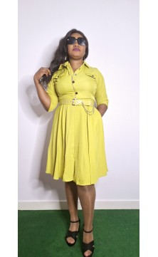 yellow dress with belt