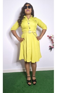yellow dress with belt