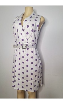 white dress with purple...