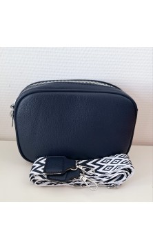 navy blue bag with strap