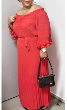 robe plissée rouge avec...