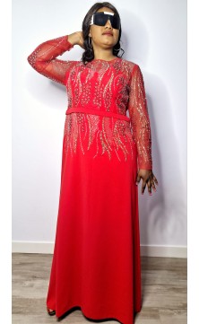 red evening dress with...