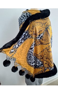 yellow shawl with leopard...