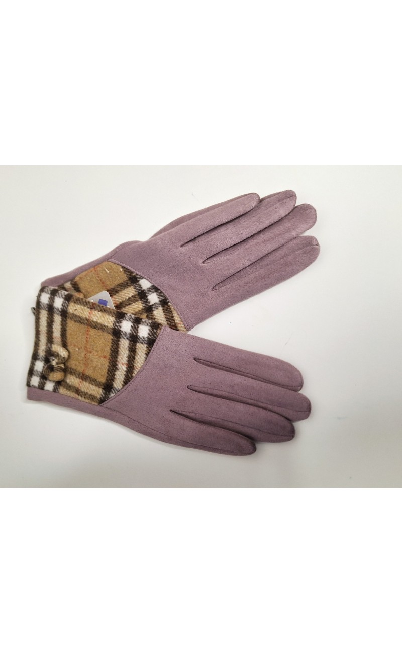 gants mauve avec motifs