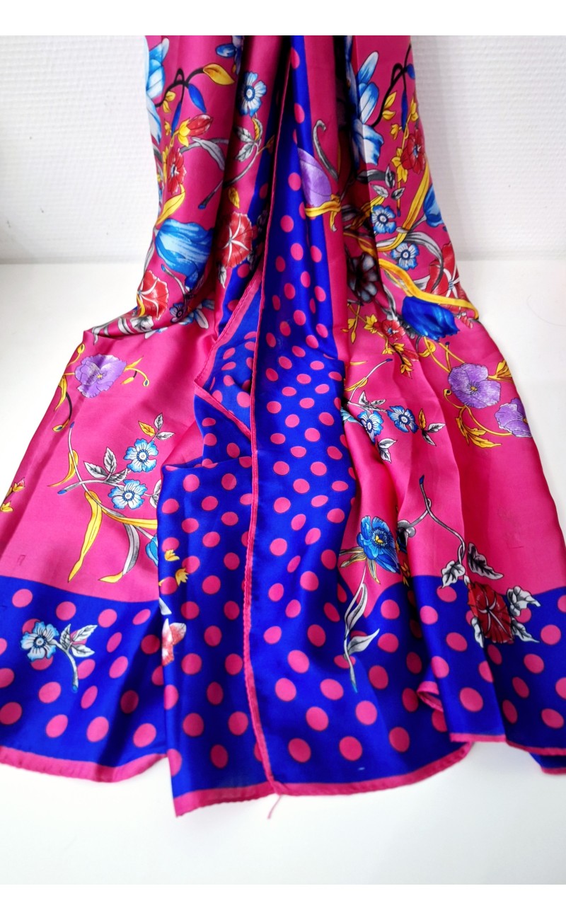headscarf/shawl pink flowered/blue speckled