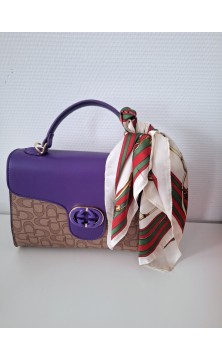 Petit foulard  pour cou et sac jaune  imprime d rouge