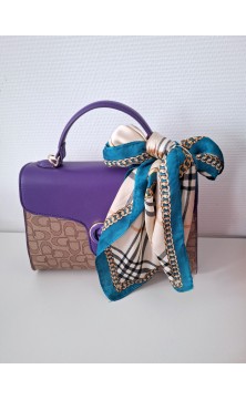 Petit foulard B bleu pour cou et sac