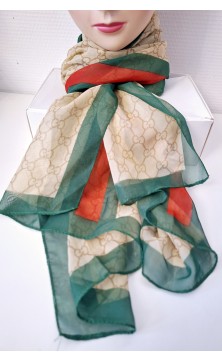 Petite écharpe G brune / verte