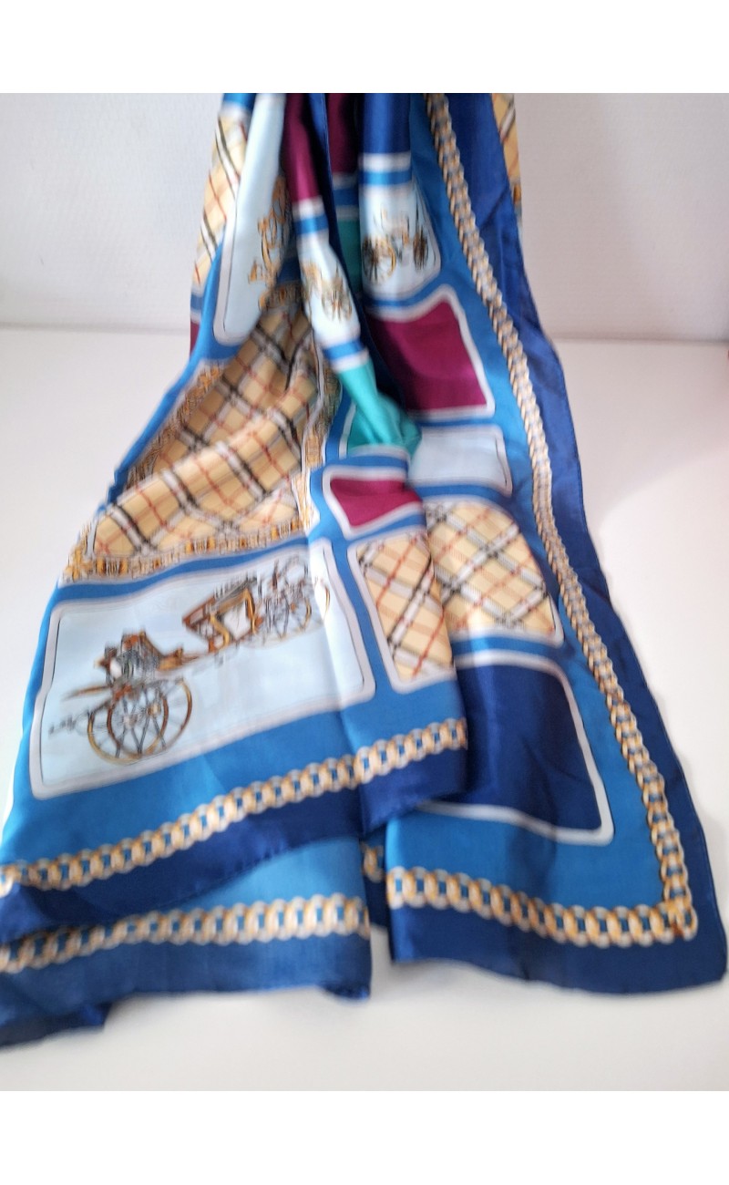 Echarpe /foulard  B bleu 1.90 long / 95cm large