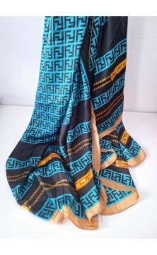 Foulard bleu avec motifs noir