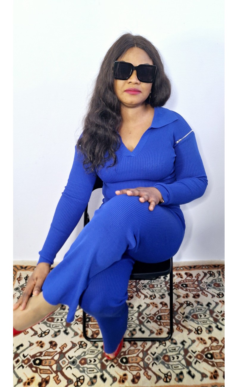 Ensemble pantalon pull bleu