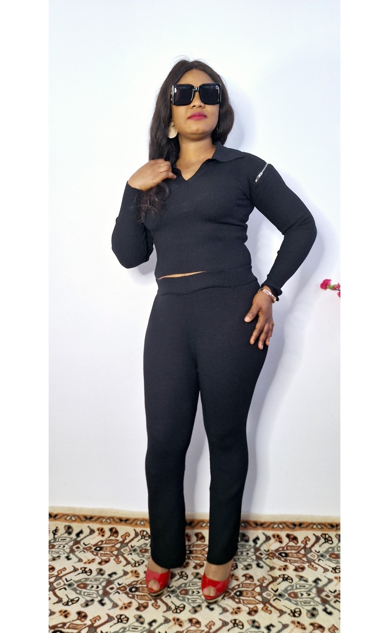 Ensemble pantalon pull noir taille unique
