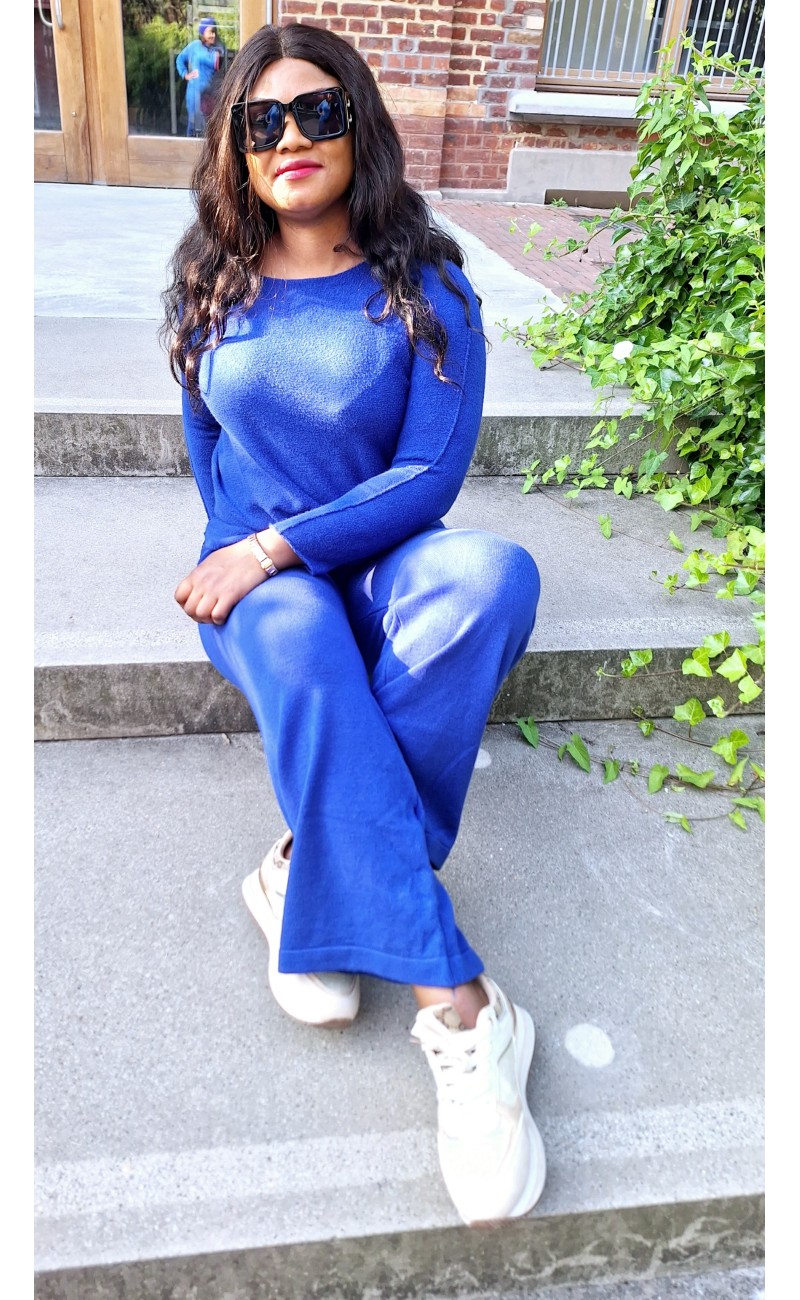 Ensemble pantalon pull bleu foncé  taille unique