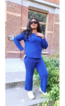Ensemble pantalon pull bleu foncé  taille unique