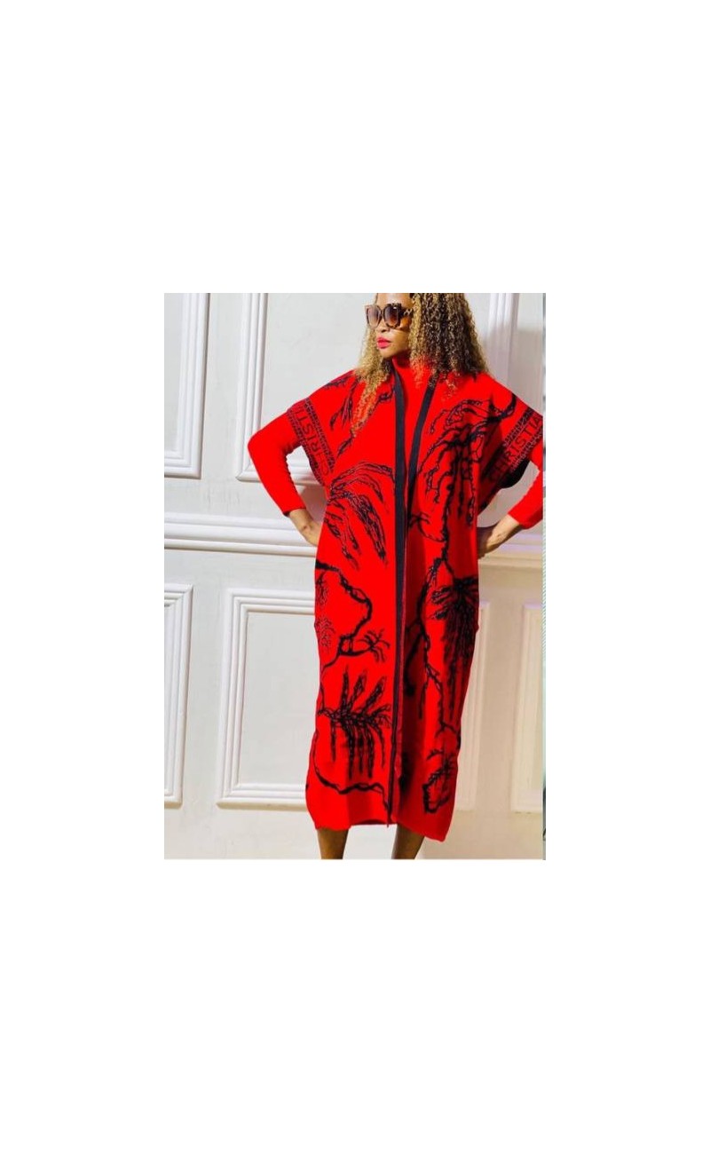robe pull rouge/noir  deux pièces  robe/ débardeur taille unique