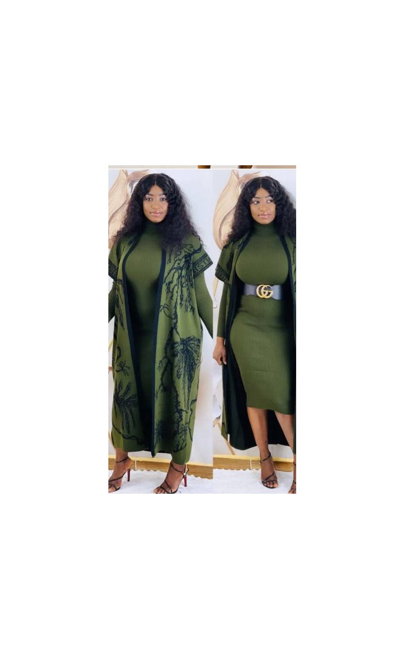 robe pull verte deux pièces , robe/débardeur taille unique