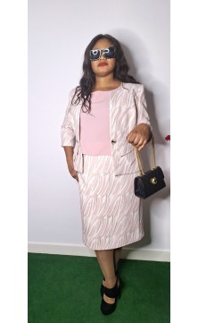 Ensemble jupe de cérémonie  rose trois pièces
