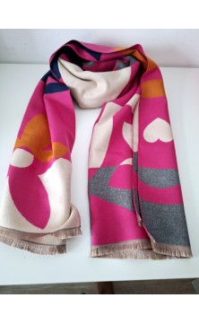 shawl red/fuchsia/white