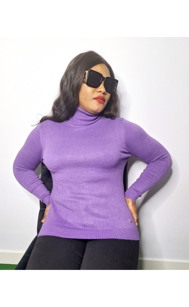 Pull mauve col roulé