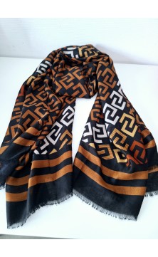 shawl black/brown with pattern