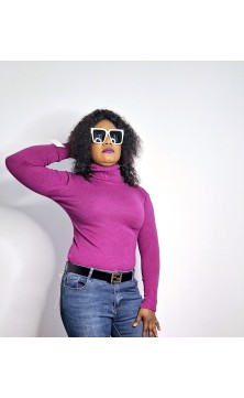 Pull col roulé mauve