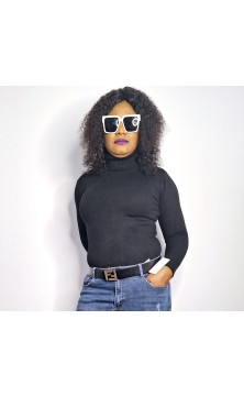 Pull col roulé noir