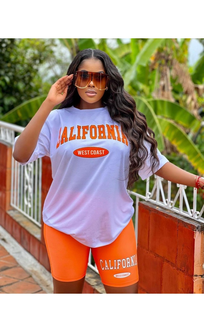 Ensemble culotte blanc / orange