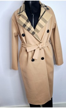 Beige coat with belt, one size