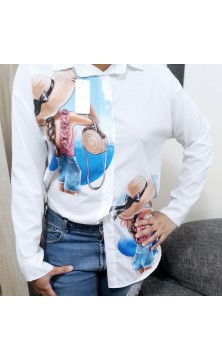 Chemise blanche / bleu...