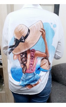 Chemise blanche / bleu taille unique
