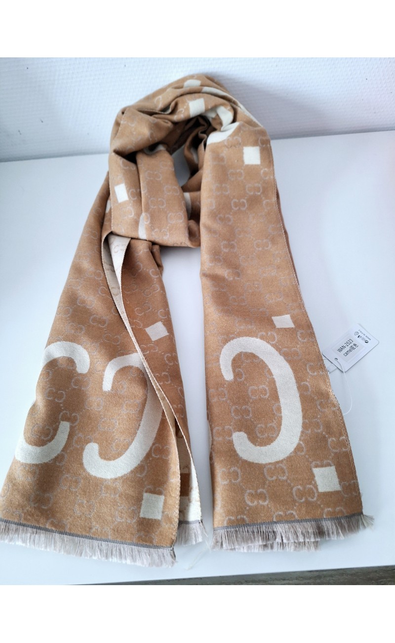 Echarpe brun claire/blanc