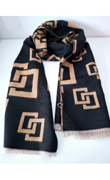 Echarpe noire/motifs brun