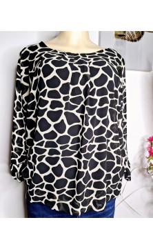 Chemisier panthère noir/blanclongues manches , taille uniques