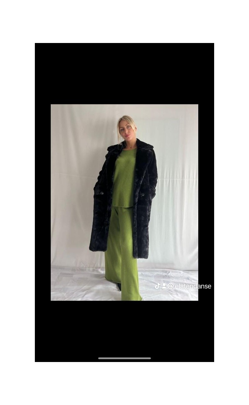 Black fur coat, one size