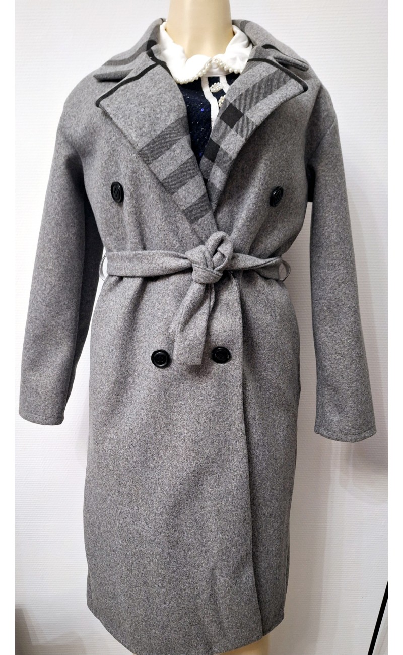 Grey coat with belt, one size