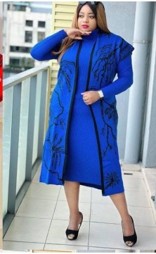 Ensemble robe pull bleu...