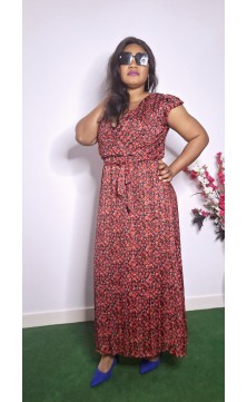 Robe fleurie rouge  courtes...