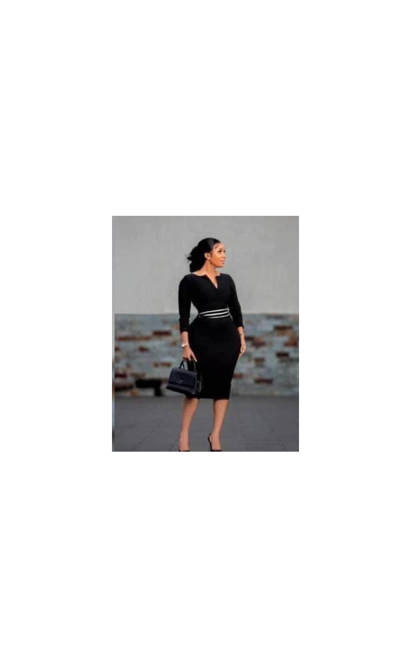 navy blue dress, white printed ribbon, long sleeves