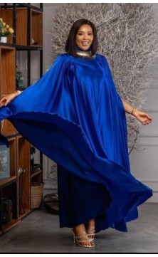 big satin blue ceremony dress