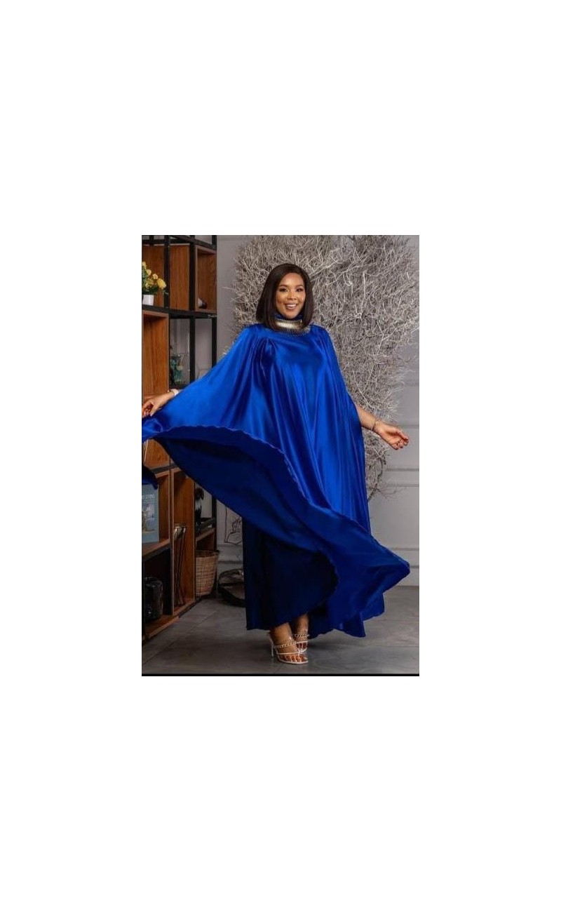 big satin blue ceremony dress