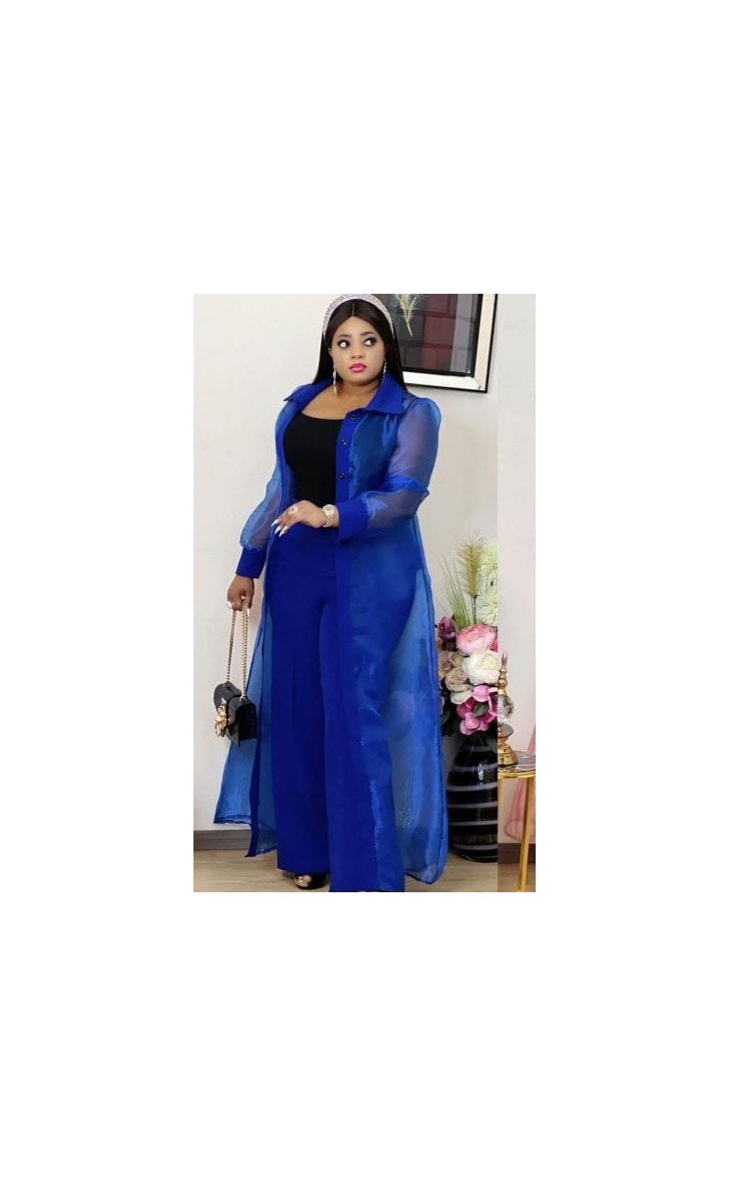 Ensemble pantalon  bleu deux pieces