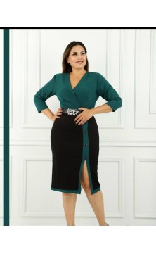 Robe verte/noire ,col V ,...